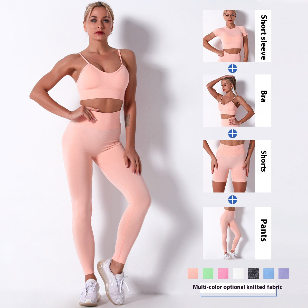 Seamless Yoga Outfit Set | 4-Piece Ensemble for Effortless Practice