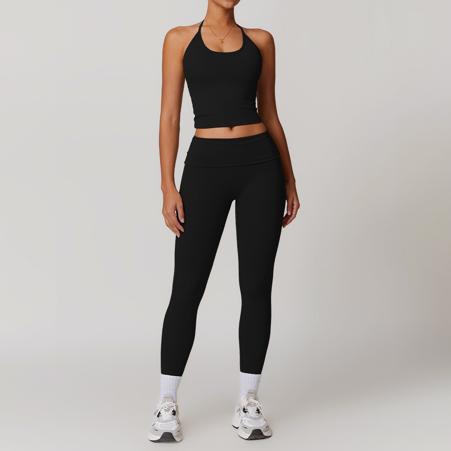 Discover the essence of comfort and style in our yoga wear photo series showcasing trendy sportswear combos FYSE1010