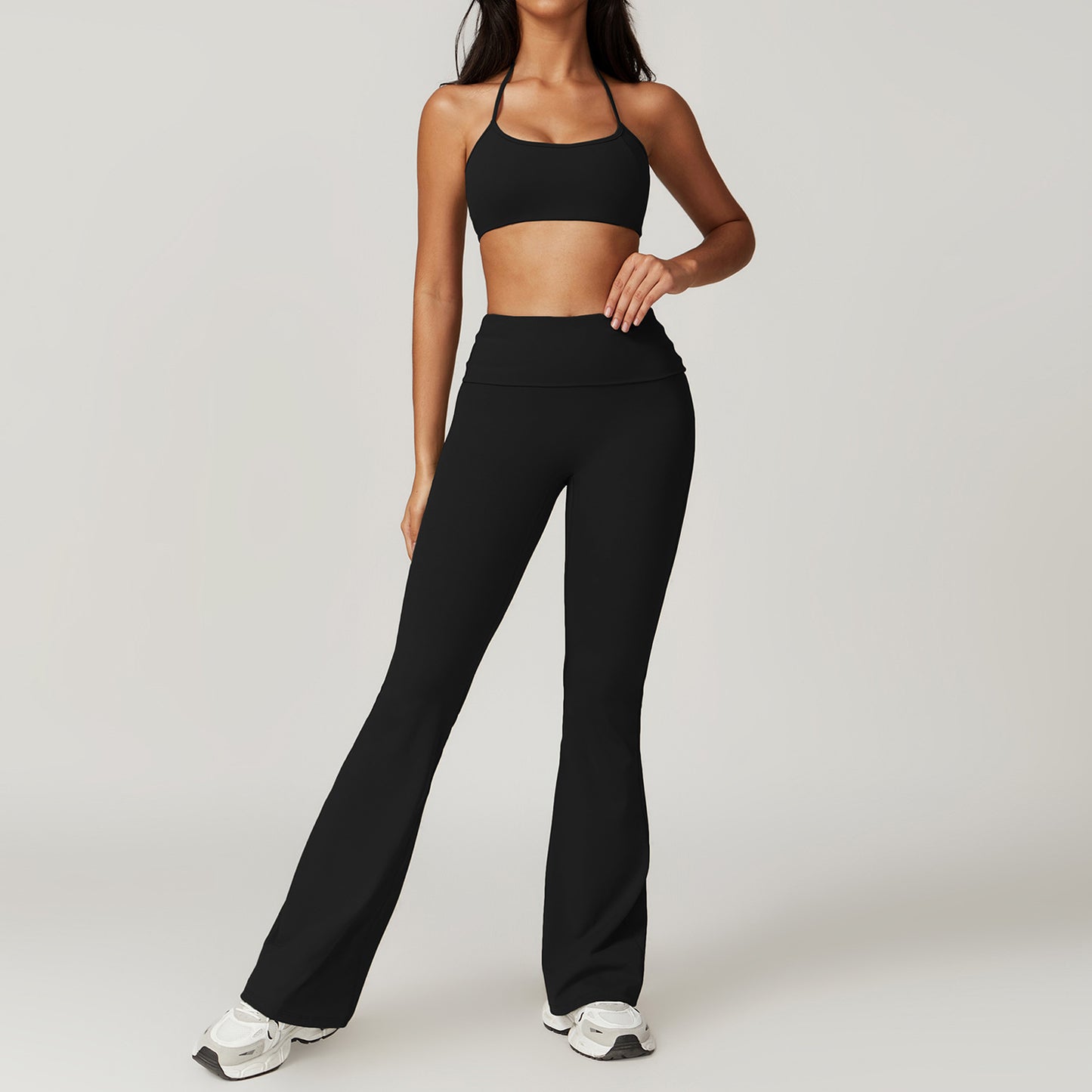 Discover the essence of comfort and style in our yoga wear photo series showcasing trendy sportswear combos FYSE1010
