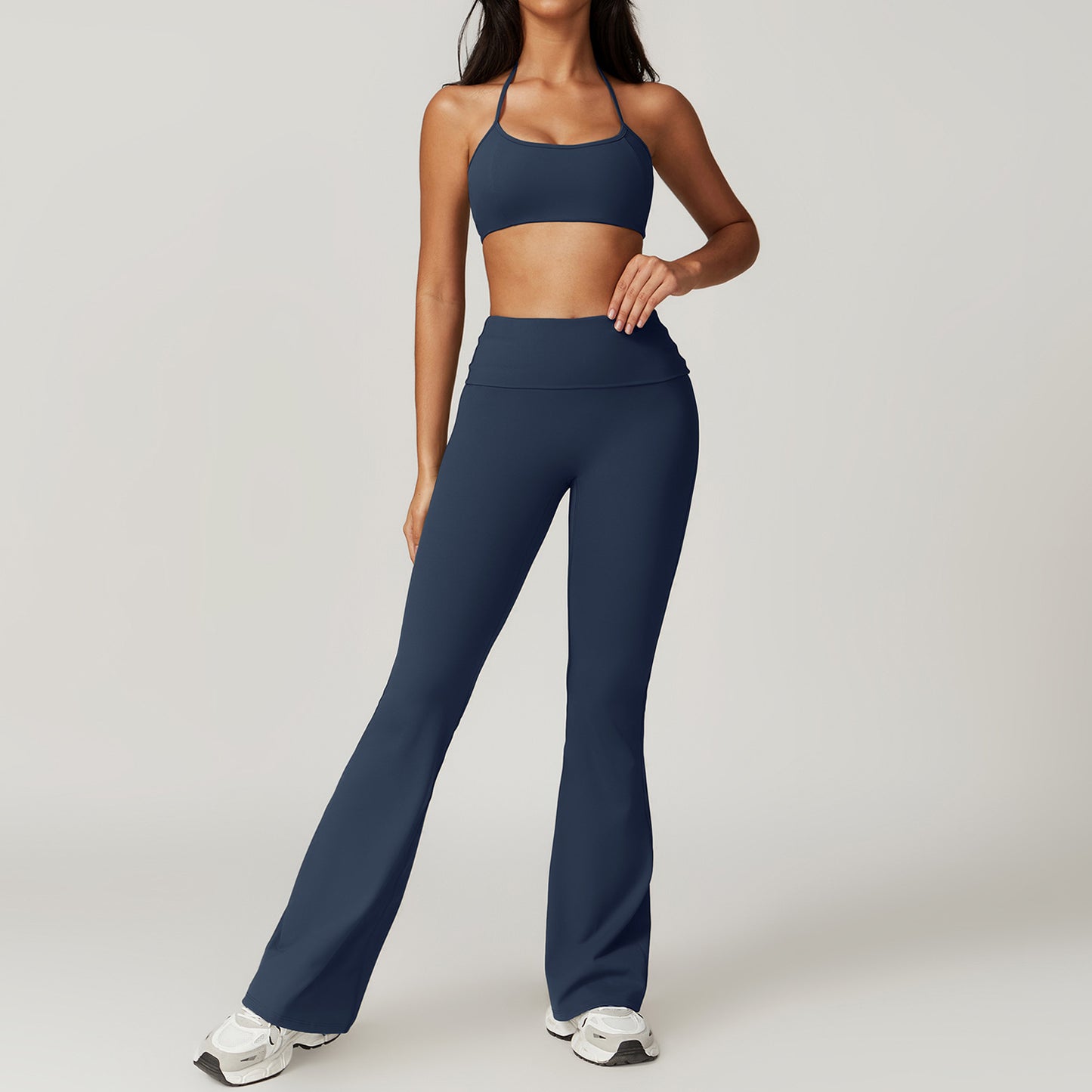 Discover the essence of comfort and style in our yoga wear photo series showcasing trendy sportswear combos FYSE1010