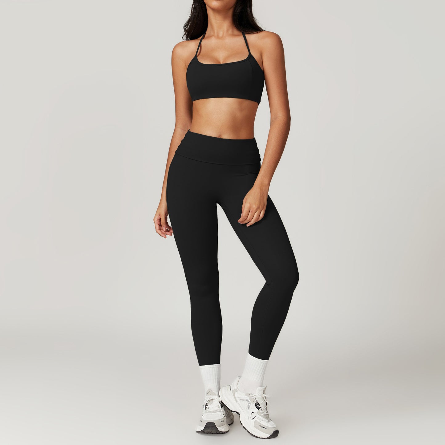 Discover the essence of comfort and style in our yoga wear photo series showcasing trendy sportswear combos FYSE1010