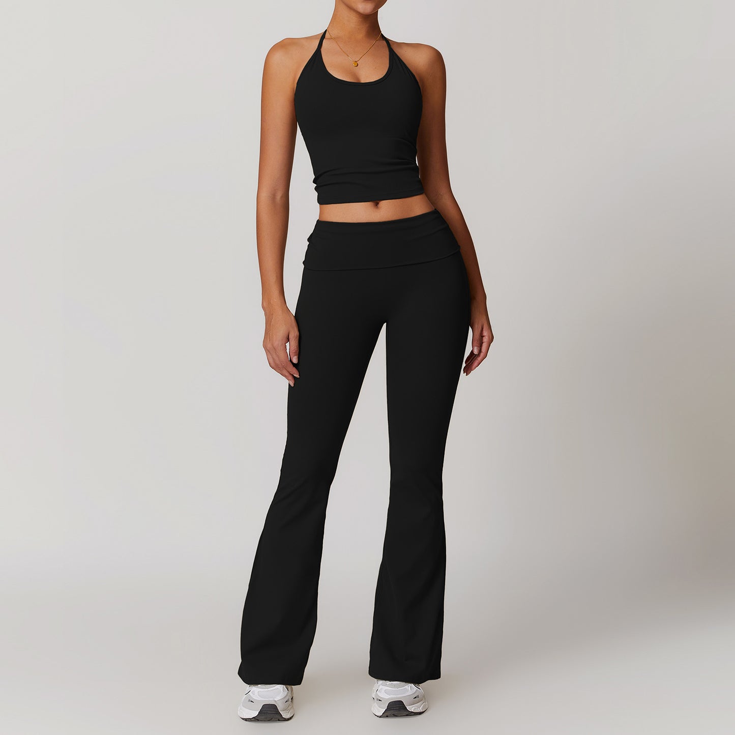 Discover the essence of comfort and style in our yoga wear photo series showcasing trendy sportswear combos FYSE1010