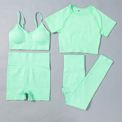 Seamless Yoga Outfit Set | 4-Piece Ensemble for Effortless Practice