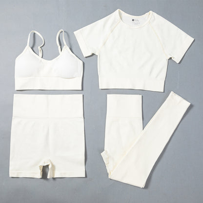 Seamless Yoga Outfit Set | 4-Piece Ensemble for Effortless Practice