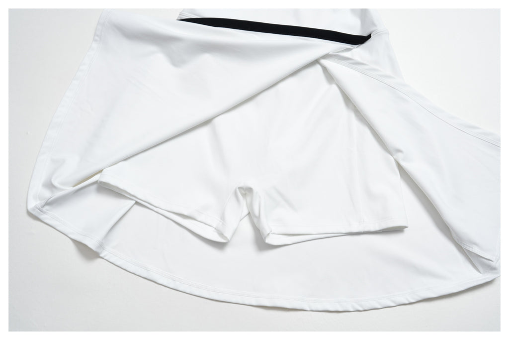 Women’s Tennis Dress with Built-in Shorts & Bra Support – Black & White Contrast Trim Athletic Dress Quick-Dry Workout Dress for Tennis Golf Pickleball & Casual Wear