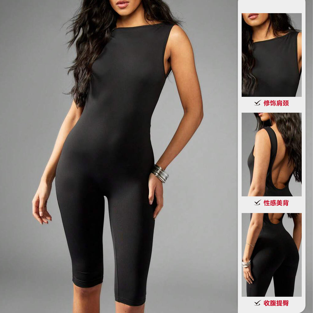 Ladies Ribbed Yoga Onesie 4 Way Stretch High Cut Leg Crew Neck One Piece Bodysuit Workout Romper Custom OEM