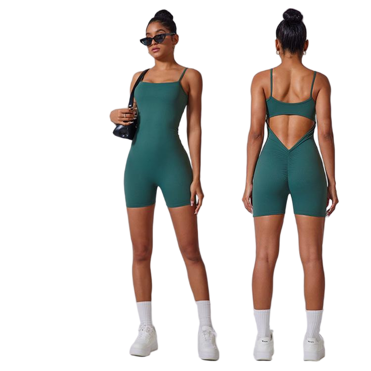 Women Seamless Yoga Jumpsuit High Neck Spaghetti Strap One Piece Bodysuit Slim Fit Gym Workout Romper Manufacturer Bulk