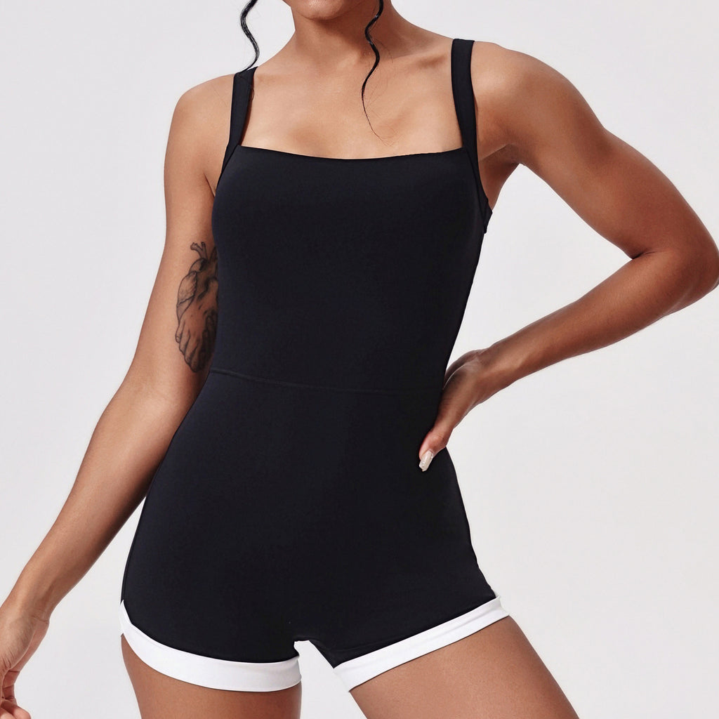Ladies Square Neck Yoga Onesie Seamless High Cut Leg One Piece Bodysuit Breathable Gym Workout Jumpsuit Custom Bulk