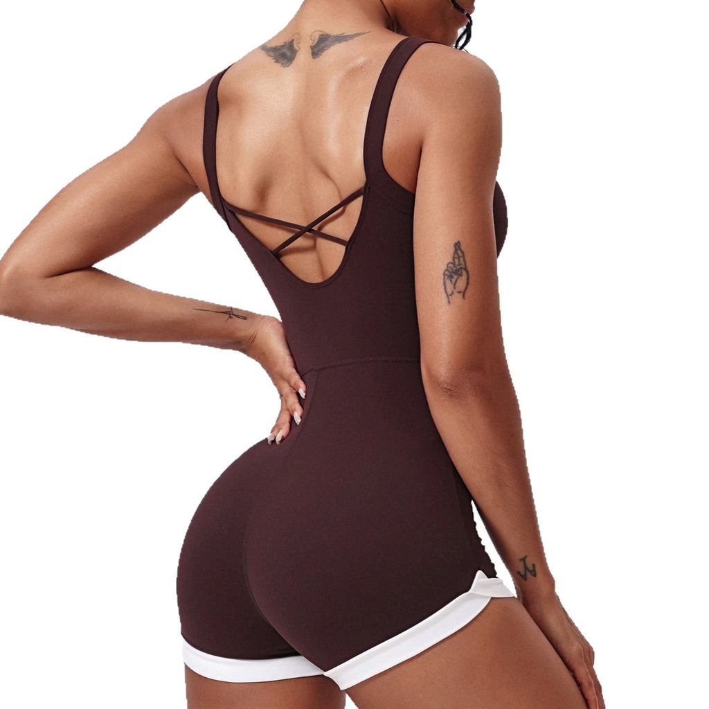 Ladies Square Neck Yoga Onesie Seamless High Cut Leg One Piece Bodysuit Breathable Gym Workout Jumpsuit Custom Bulk
