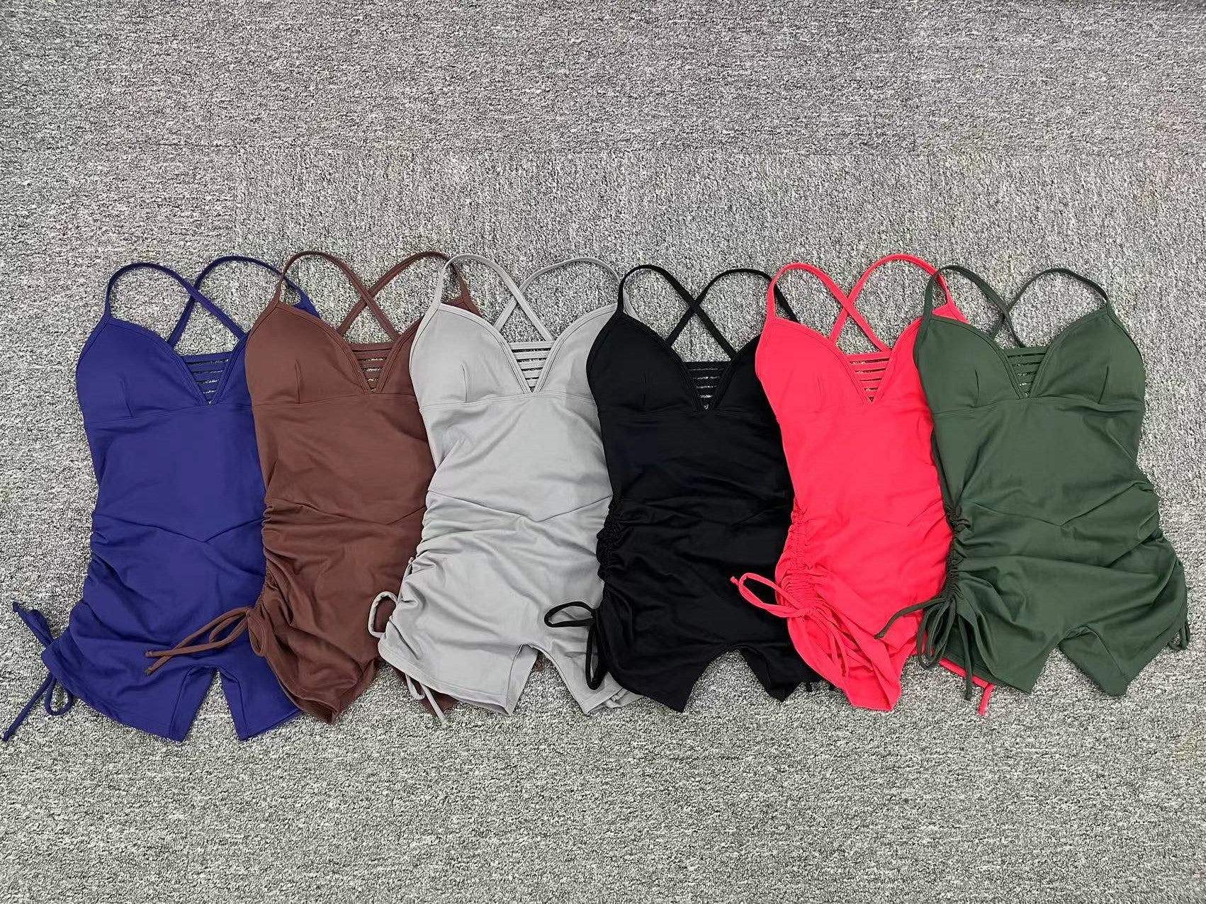 Women Short Yoga Onesie Seamless Ribbed High Cut Leg One Piece Short Bodysuit Workout Jumpsuit Romper Wholesale OEM