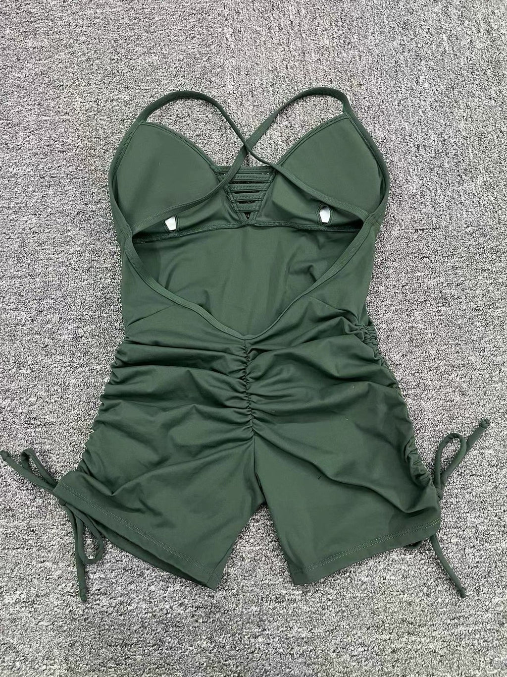 Women Short Yoga Onesie Seamless Ribbed High Cut Leg One Piece Short Bodysuit Workout Jumpsuit Romper Wholesale OEM