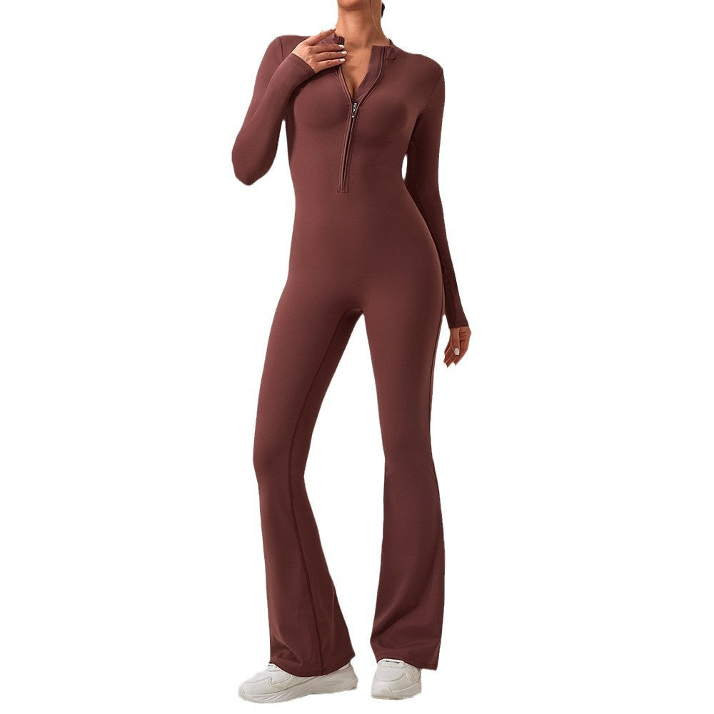 Women Long Sleeve Yoga Bodysuit Seamless High Stretch Thumb Hole One Piece Jumpsuit Fitted Workout Romper Wholesale OEM