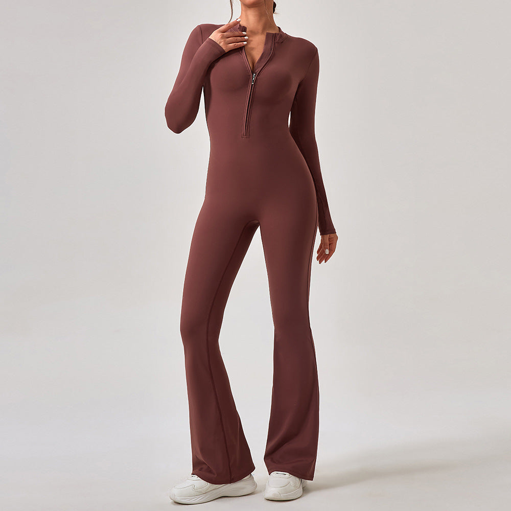 Women Long Sleeve Yoga Bodysuit Seamless High Stretch Thumb Hole One Piece Jumpsuit Fitted Workout Romper Wholesale OEM