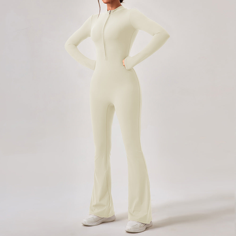 Women Long Sleeve Yoga Bodysuit Seamless High Stretch Thumb Hole One Piece Jumpsuit Fitted Workout Romper Wholesale OEM