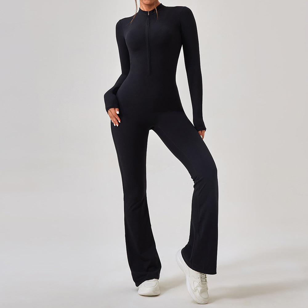 Women Long Sleeve Yoga Bodysuit Seamless High Stretch Thumb Hole One Piece Jumpsuit Fitted Workout Romper Wholesale OEM