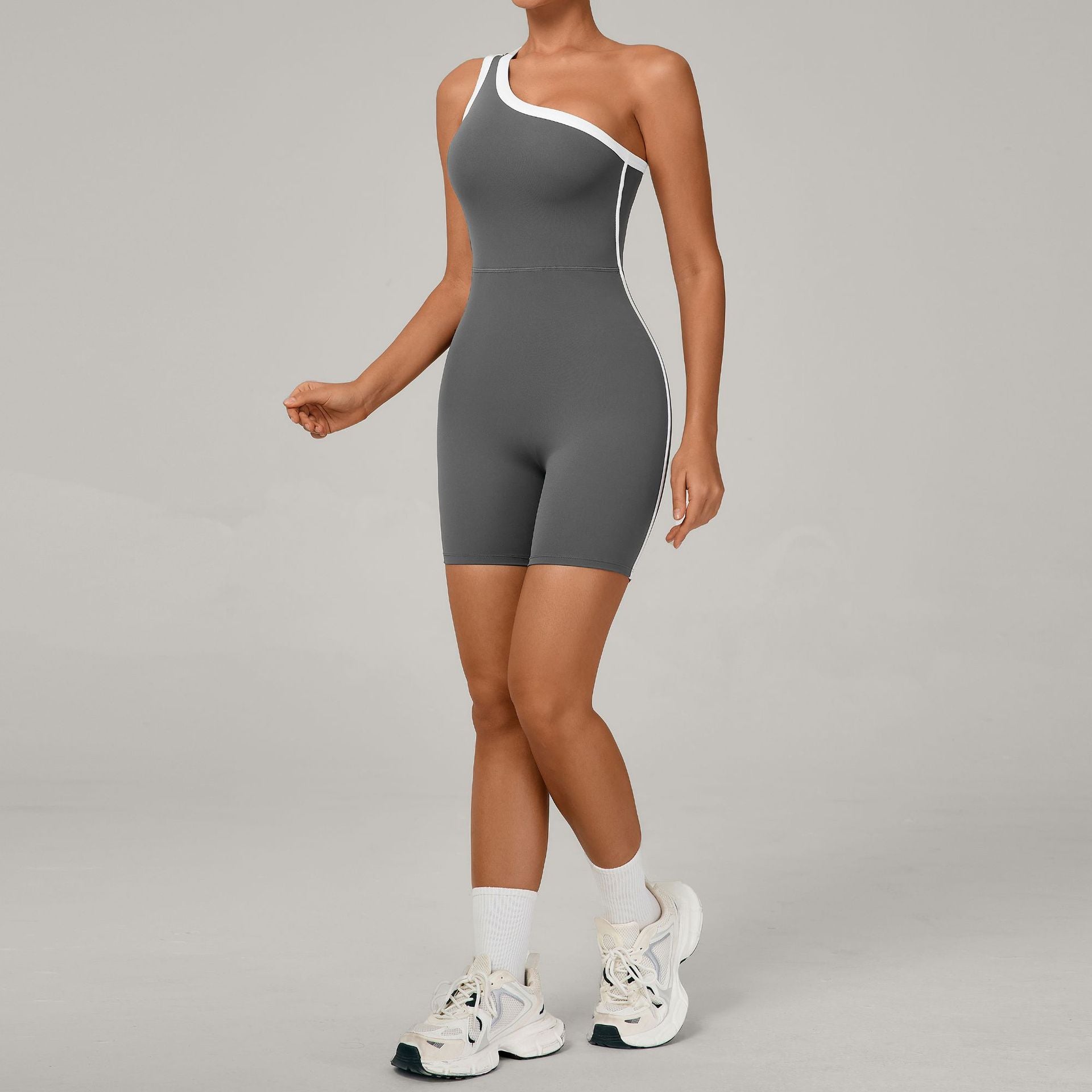Ladies Short Length Yoga Bodysuit Seamless High Cut Leg One Piece Jumpsuit Short Romper Summer Activewear Custom Bulk