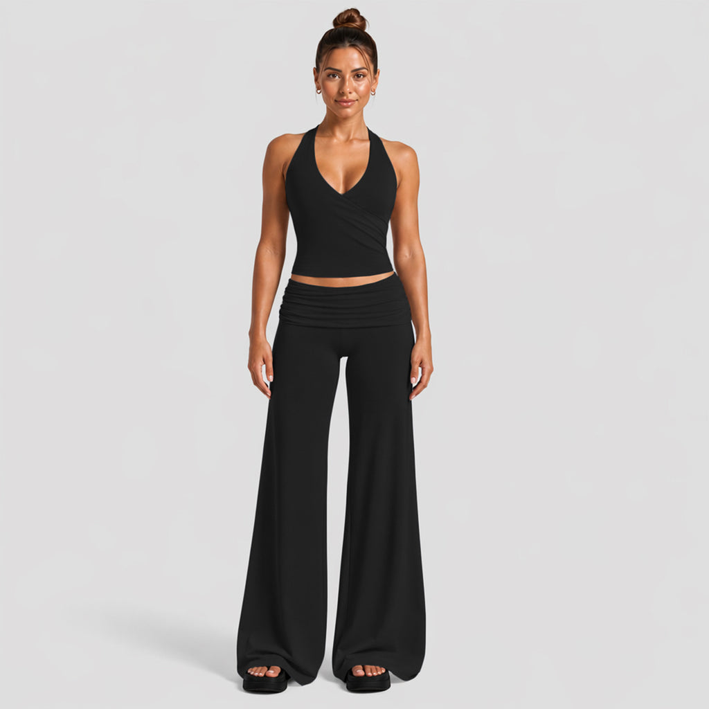 Ladies Ribbed Yoga Set High Waist Seamless Leggings With Crop Bra Top 2 Piece Activewear Workout Set Custom OEM