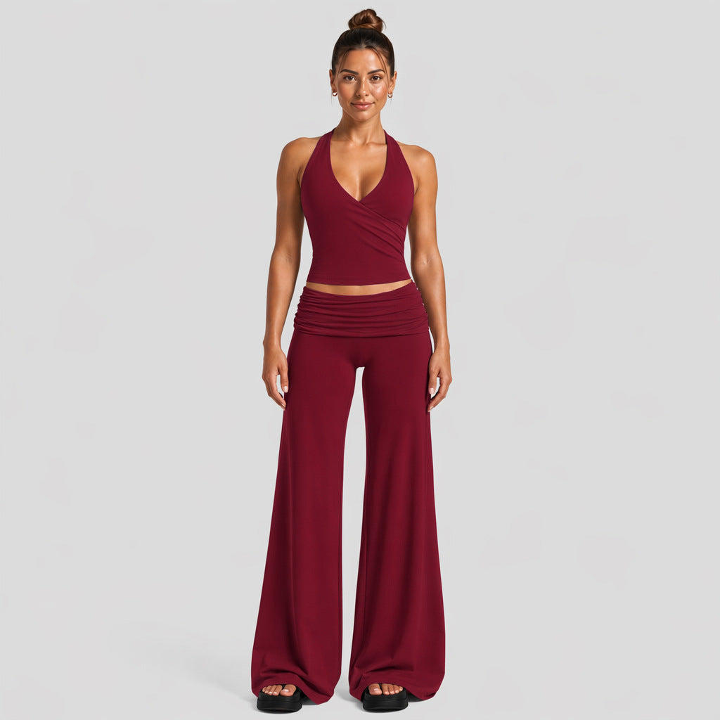 Ladies Ribbed Yoga Set High Waist Seamless Leggings With Crop Bra Top 2 Piece Activewear Workout Set Custom OEM
