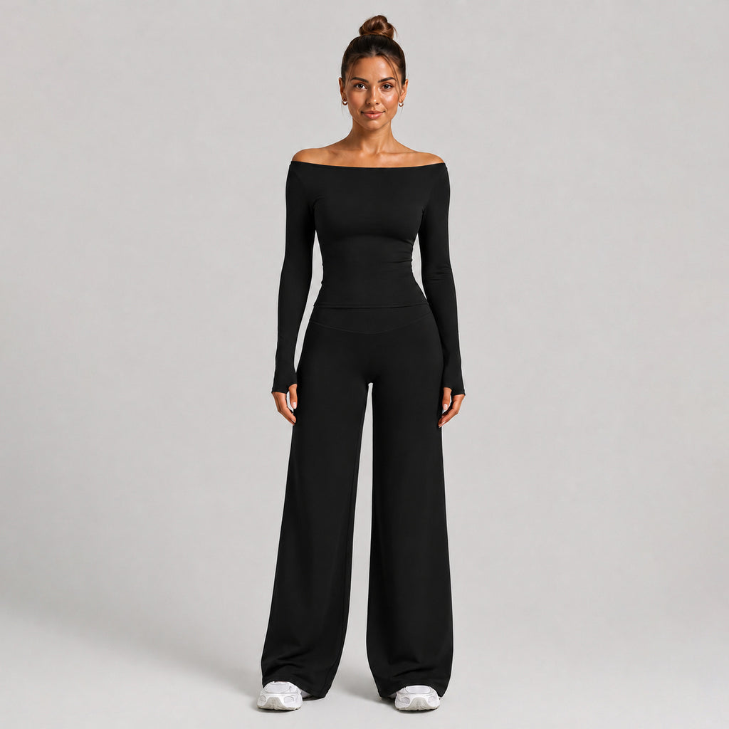 Ladies Long Sleeve Yoga Set Zip Neck Slim Fit Top And High Waist Scrunch Leggings 2 Piece Seamless Gym Set OEM
