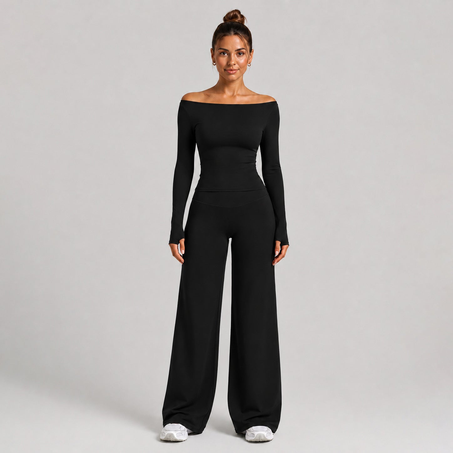 Ladies Long Sleeve Yoga Set Zip Neck Slim Fit Top And High Waist Scrunch Leggings 2 Piece Seamless Gym Set OEM