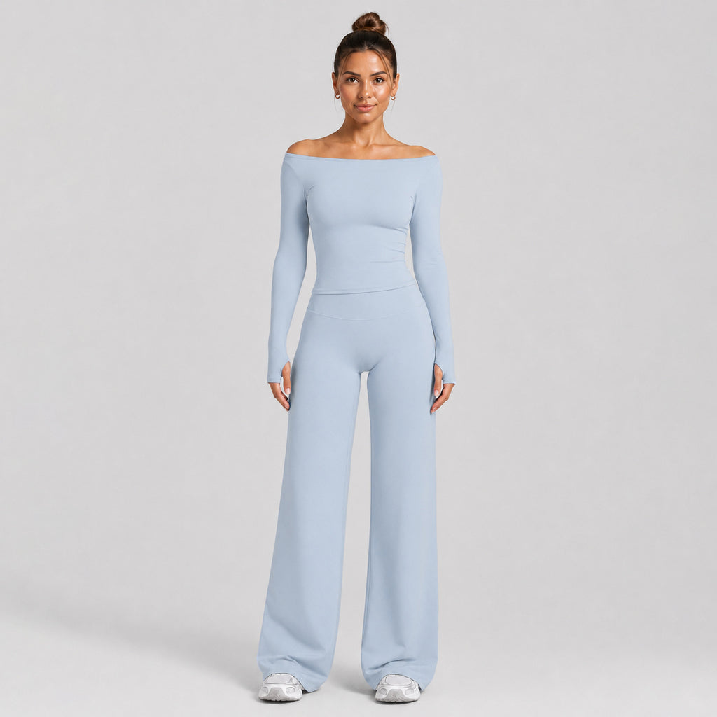 Ladies Long Sleeve Yoga Set Zip Neck Slim Fit Top And High Waist Scrunch Leggings 2 Piece Seamless Gym Set OEM
