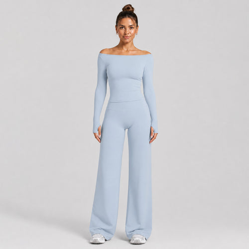 Ladies Long Sleeve Yoga Set Zip Neck Slim Fit Top And High Waist Scrunch Leggings 2 Piece Seamless Gym Set OEM