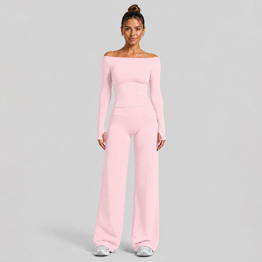 Ladies Long Sleeve Yoga Set Zip Neck Slim Fit Top And High Waist Scrunch Leggings 2 Piece Seamless Gym Set OEM