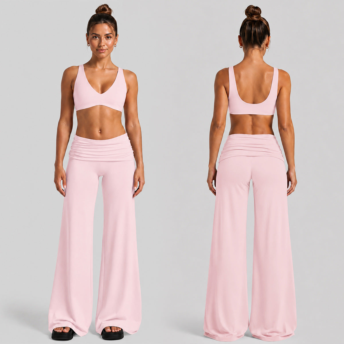 Women 4 Way Stretch Yoga Set High Waist Leggings And Sleeveless Bra Top 2 Piece Seamless Gym Fitness Set Bulk