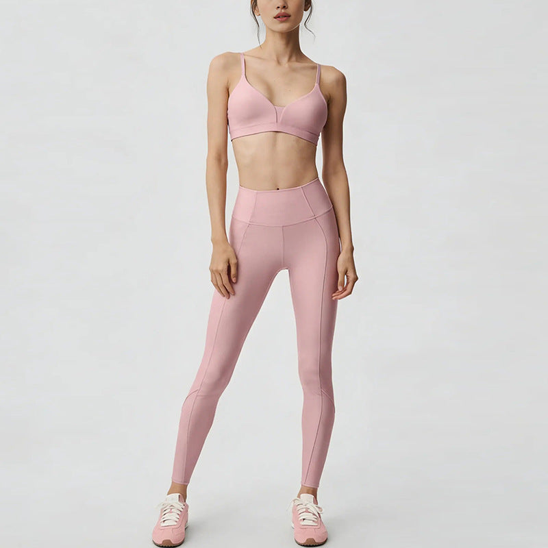 Women Tank Top Scrunch Butt Yoga Set Seamless Racerback Top With High Waist Booty Lift Leggings 2 Piece Wholesale