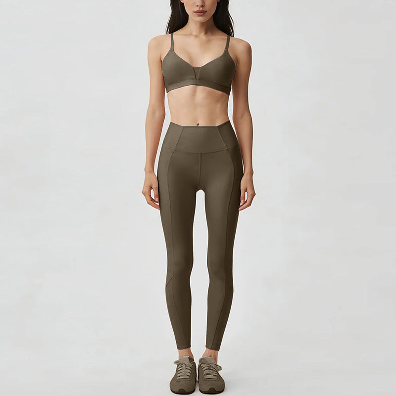 Women Tank Top Scrunch Butt Yoga Set Seamless Racerback Top With High Waist Booty Lift Leggings 2 Piece Wholesale