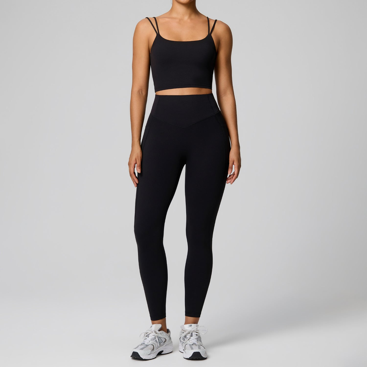 Women Twisted Back Tank Yoga Set Seamless Cut Out Sleeveless Top And High Waist Booty Lift Leggings 2 Piece Custom