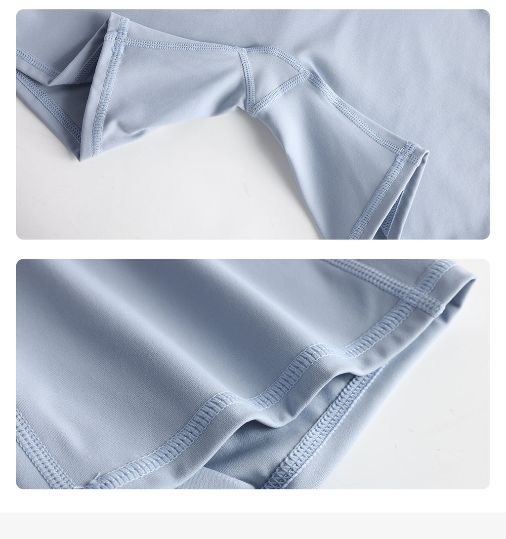 Women Long Sleeve Half Length Yoga Set Seamless Thumb Hole Crop Top With High Waist Compression Shorts 2 Piece Bulk