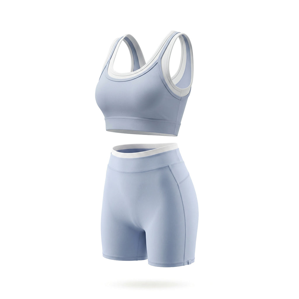 Women Long Sleeve Half Length Yoga Set Seamless Thumb Hole Crop Top With High Waist Compression Shorts 2 Piece Bulk