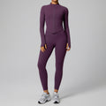Women Short Sleeve Zip Yoga Set Half Zip Ribbed Crop Tee And High Waist Biker Shorts 2 Piece Workout Activewear OEM