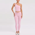 Women Twisted Back Tank Yoga Set Seamless Cut Out Sleeveless Top And High Waist Compression Leggings 2 Piece Activewear Bulk
