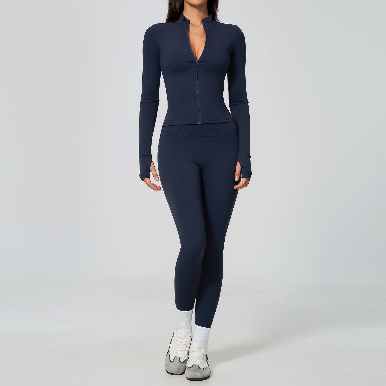 Women 3 Piece Yoga Outfit Set Zip Up Jacket Seamless Leggings Sports Bra Gym Fitness Workout Set Wholesale