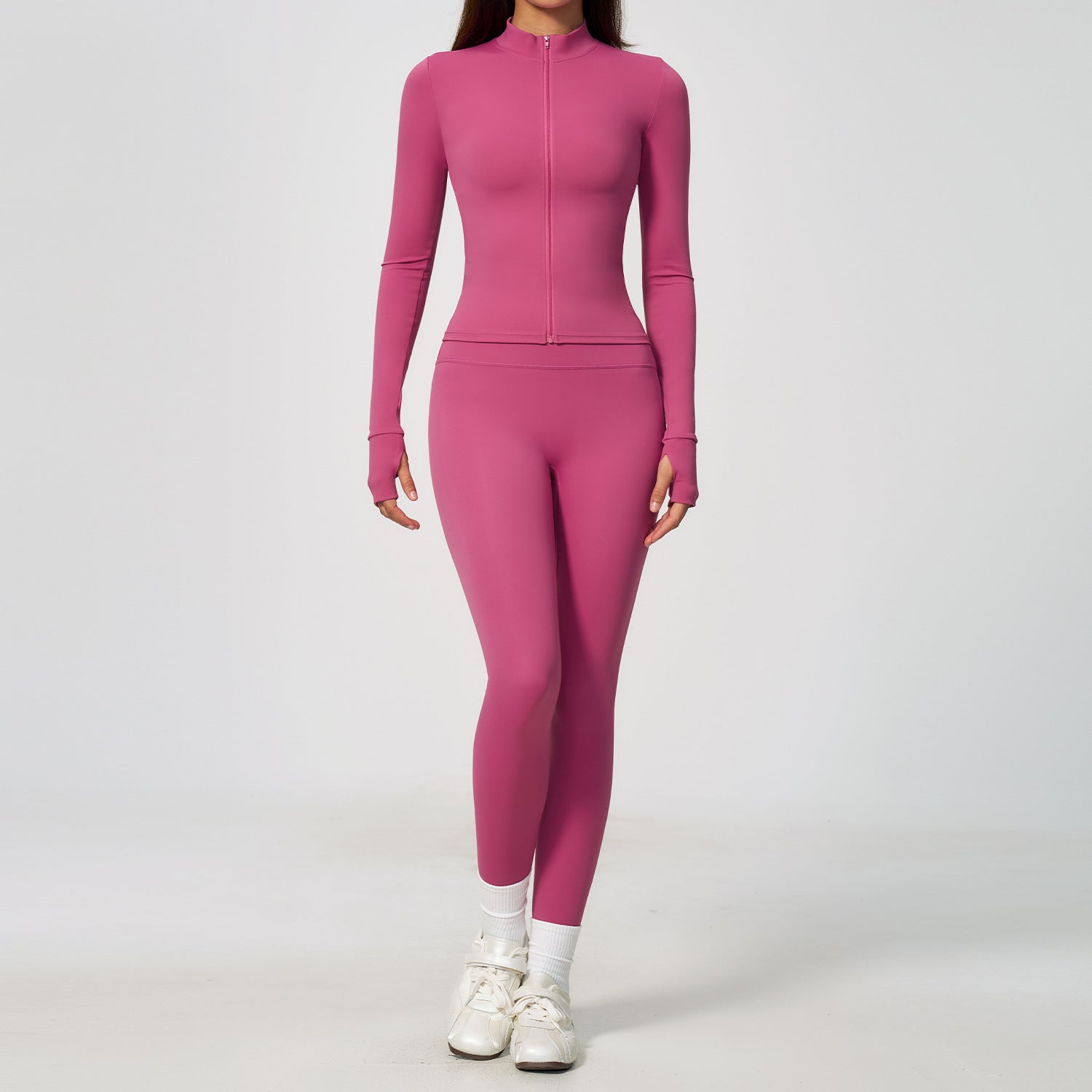 Women 3 Piece Yoga Outfit Set Zip Up Jacket Seamless Leggings Sports Bra Gym Fitness Workout Set Wholesale