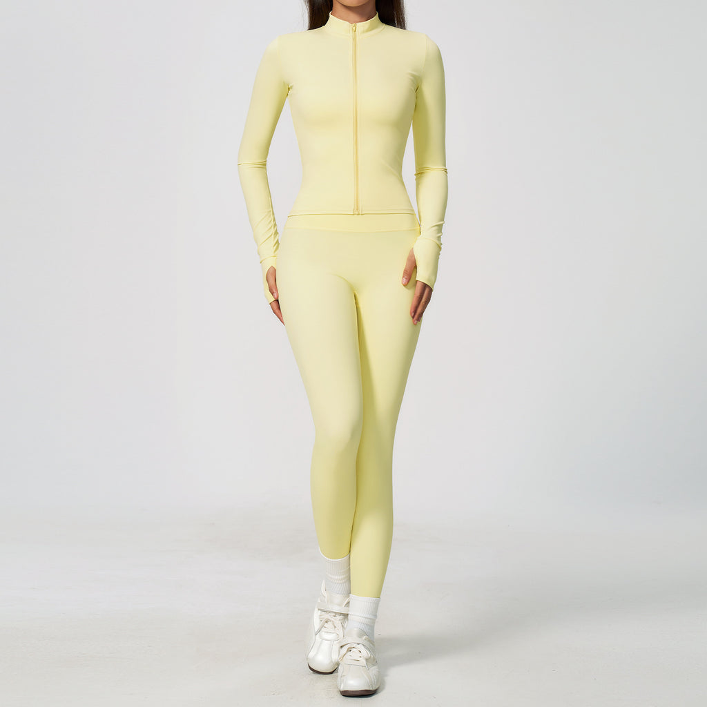 Women 3 Piece Yoga Outfit Set Zip Up Jacket Seamless Leggings Sports Bra Gym Fitness Workout Set Wholesale