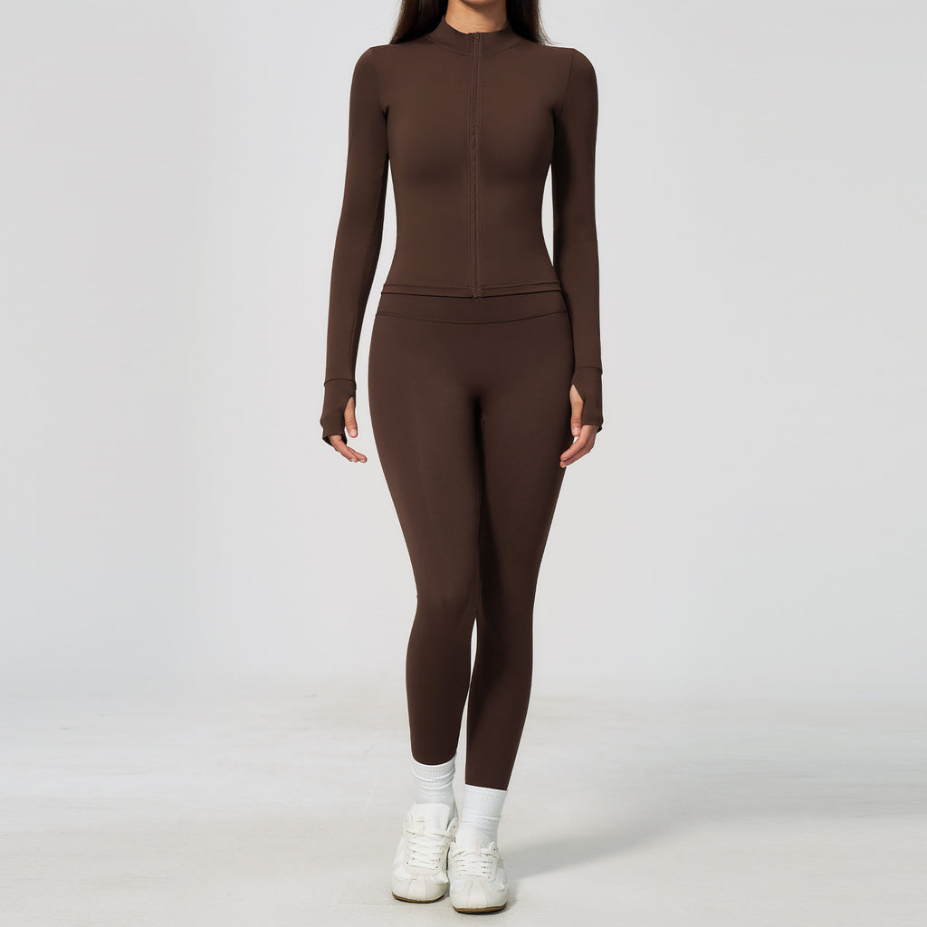 Women 3 Piece Yoga Outfit Set Zip Up Jacket Seamless Leggings Sports Bra Gym Fitness Workout Set Wholesale