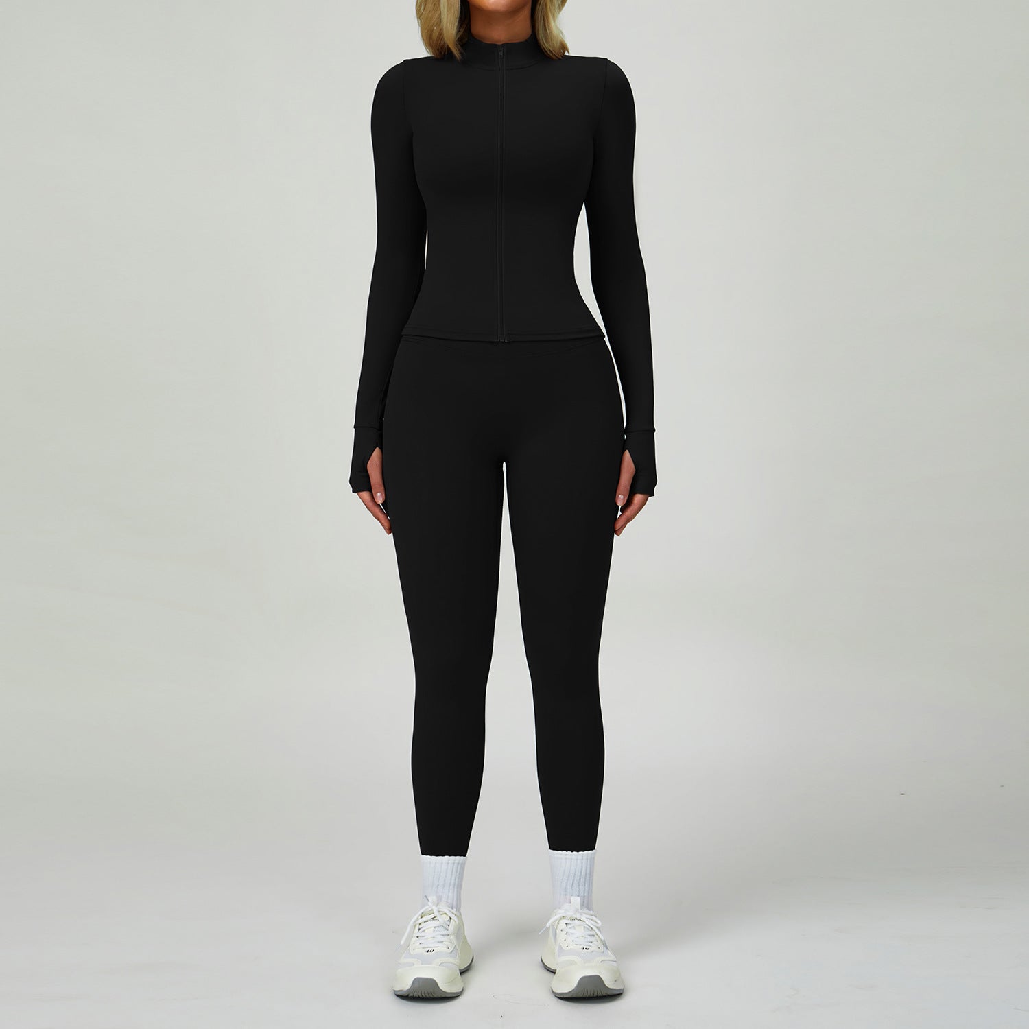Women 3 Piece Yoga Outfit Set Zip Up Jacket Seamless Leggings Sports Bra Gym Fitness Workout Set Wholesale