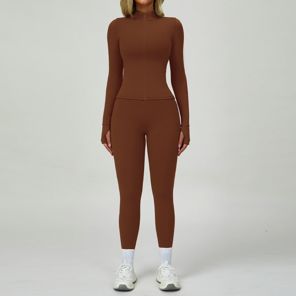 Women 3 Piece Yoga Outfit Set Zip Up Jacket Seamless Leggings Sports Bra Gym Fitness Workout Set Wholesale