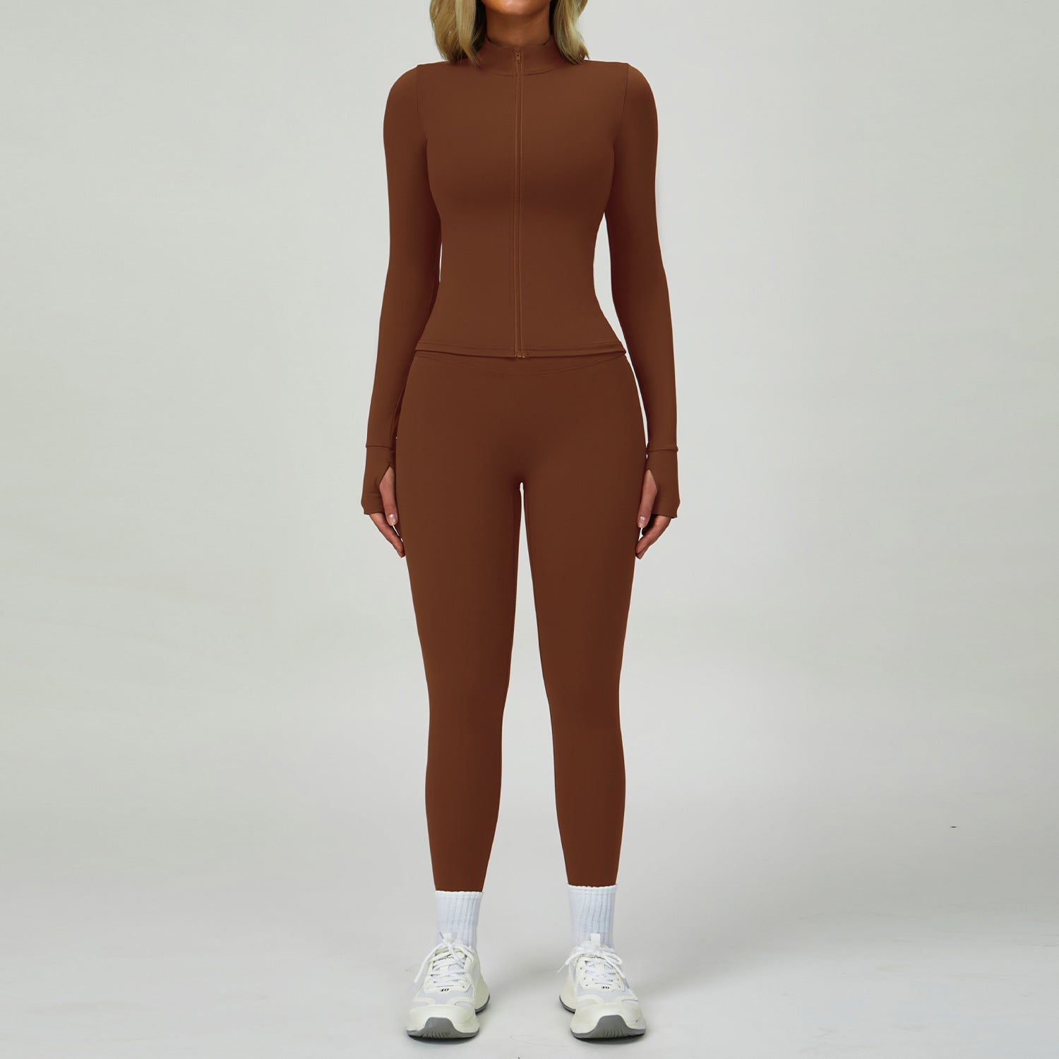 Women 3 Piece Yoga Outfit Set Zip Up Jacket Seamless Leggings Sports Bra Gym Fitness Workout Set Wholesale