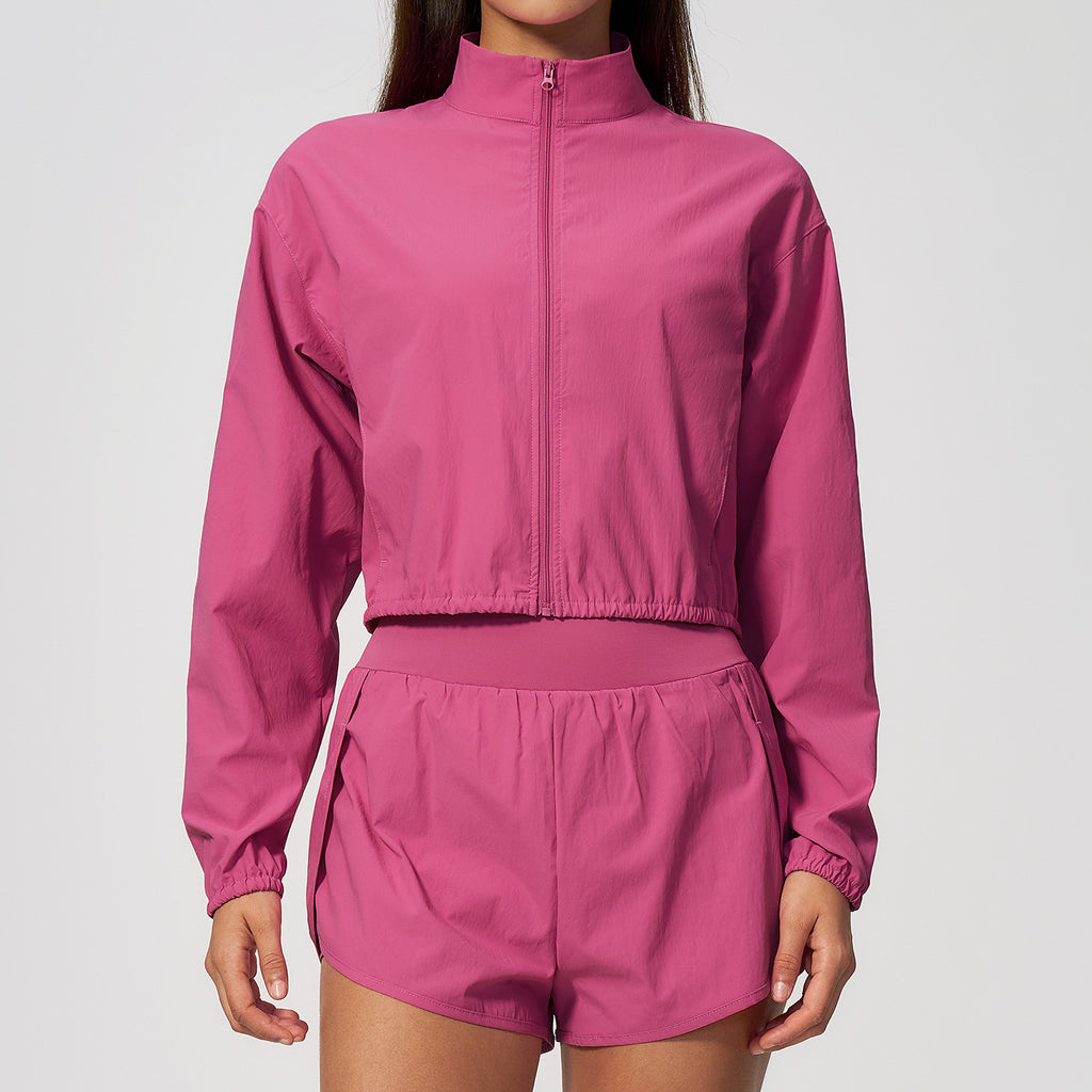 Ladies Long Sleeve Yoga Biker Set 4 Way Stretch Ribbed Top High Waist Shorts 2 Piece Fitness Set Custom OEM